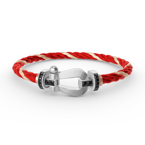 ⭐Miroze FORCE LARGE HORSESHOE BLACK DIAMOND BRACELET SILVER
