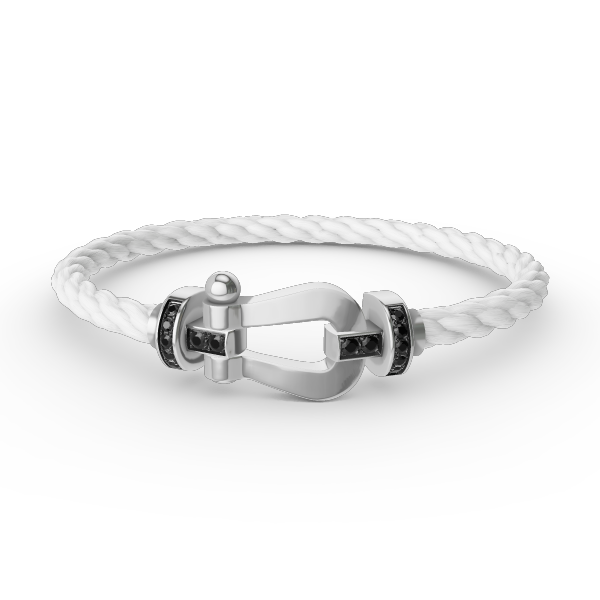 [⭐Miroze]FORCE LARGE HORSESHOE BLACK DIAMOND BRACELET SILVER