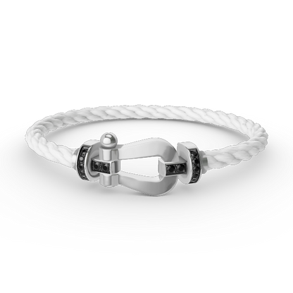 [⭐Miroze]FORCE LARGE HORSESHOE BLACK DIAMOND BRACELET SILVER