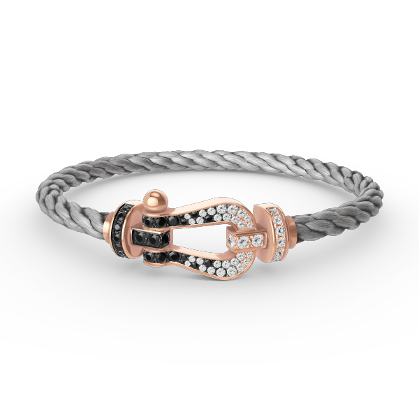 ⭐Miroze FORCE LARGE HORSESHOE BLACK WHITE DIAMOND BRACELET ROSE GOLD
