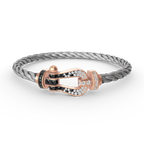 ⭐Miroze FORCE LARGE HORSESHOE BLACK WHITE DIAMOND BRACELET ROSE GOLD