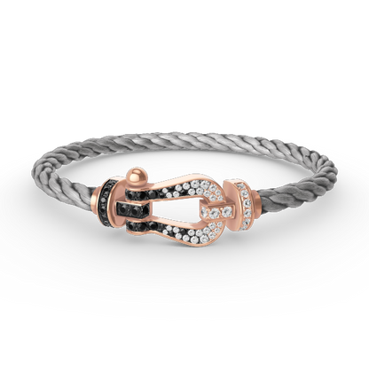 [⭐Miroze]FORCE LARGE HORSESHOE BLACK WHITE DIAMOND BRACELET ROSE GOLD