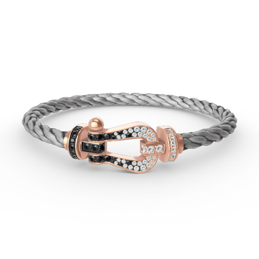 [⭐Miroze]FORCE LARGE HORSESHOE BLACK WHITE DIAMOND BRACELET ROSE GOLD