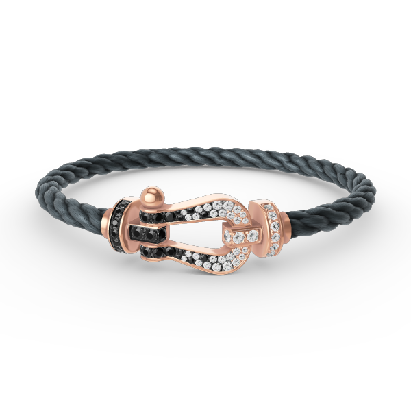 ⭐Miroze FORCE LARGE HORSESHOE BLACK WHITE DIAMOND BRACELET ROSE GOLD
