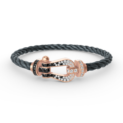 [⭐Miroze]FORCE LARGE HORSESHOE BLACK WHITE DIAMOND BRACELET ROSE GOLD