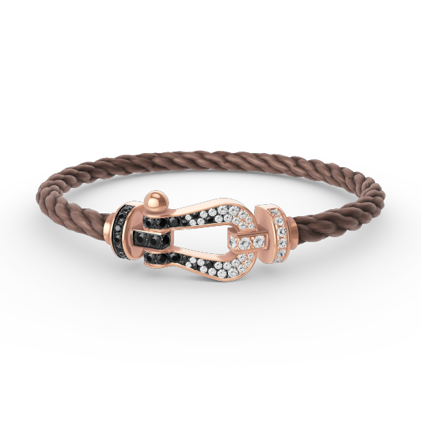 [⭐Miroze]FORCE LARGE HORSESHOE BLACK WHITE DIAMOND BRACELET ROSE GOLD