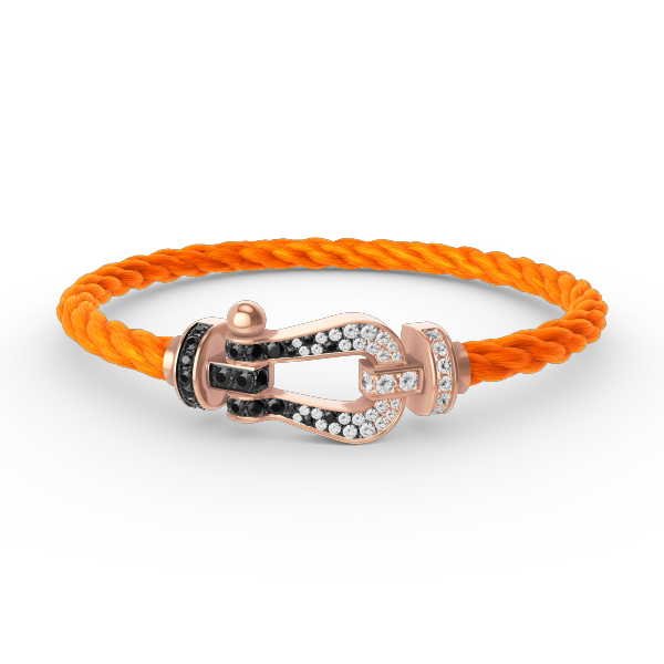 [⭐Miroze]FORCE LARGE HORSESHOE BLACK WHITE DIAMOND BRACELET ROSE GOLD