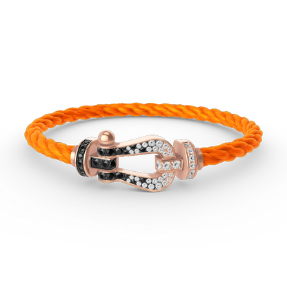 [⭐Miroze]FORCE LARGE HORSESHOE BLACK WHITE DIAMOND BRACELET ROSE GOLD