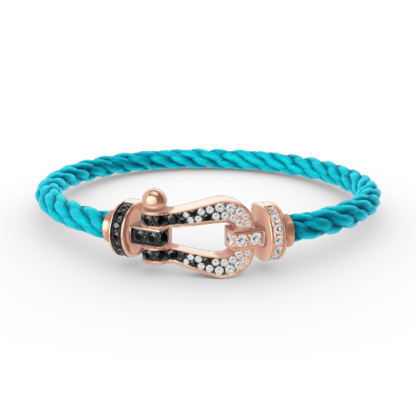 [⭐Miroze]FORCE LARGE HORSESHOE BLACK WHITE DIAMOND BRACELET ROSE GOLD