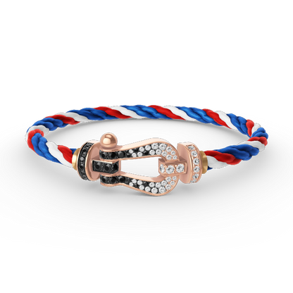 [⭐Miroze]FORCE LARGE HORSESHOE BLACK WHITE DIAMOND BRACELET ROSE GOLD