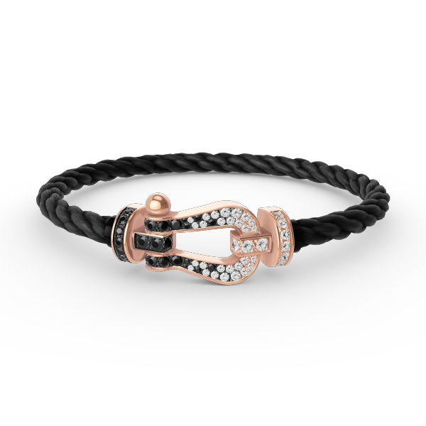 [⭐Miroze]FORCE LARGE HORSESHOE BLACK WHITE DIAMOND BRACELET ROSE GOLD