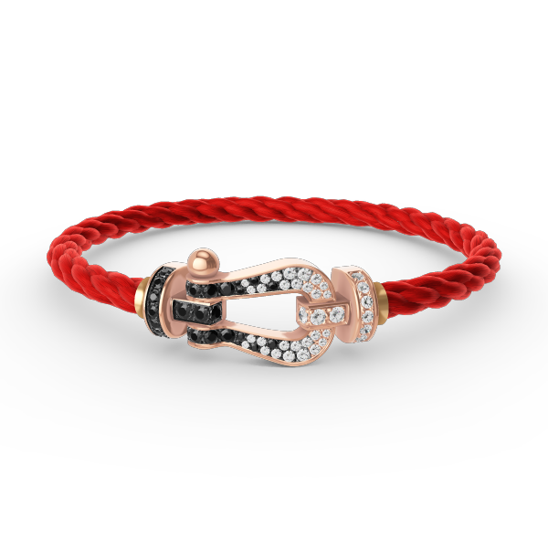 ⭐Miroze FORCE LARGE HORSESHOE BLACK WHITE DIAMOND BRACELET ROSE GOLD