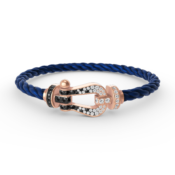 [⭐Miroze]FORCE LARGE HORSESHOE BLACK WHITE DIAMOND BRACELET ROSE GOLD