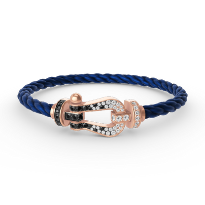 [⭐Miroze]FORCE LARGE HORSESHOE BLACK WHITE DIAMOND BRACELET ROSE GOLD