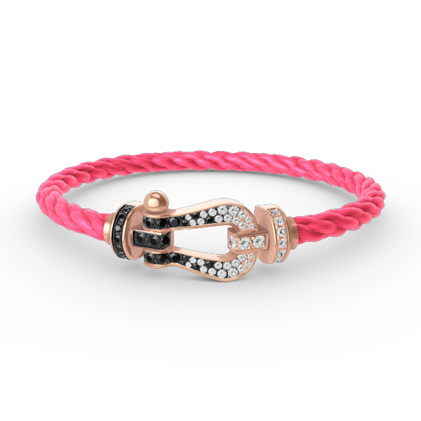 [⭐Miroze]FORCE LARGE HORSESHOE BLACK WHITE DIAMOND BRACELET ROSE GOLD