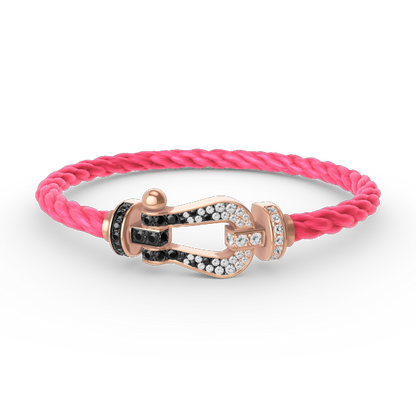 [⭐Miroze]FORCE LARGE HORSESHOE BLACK WHITE DIAMOND BRACELET ROSE GOLD