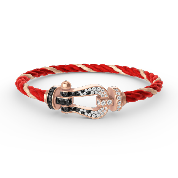 ⭐Miroze FORCE LARGE HORSESHOE BLACK WHITE DIAMOND BRACELET ROSE GOLD