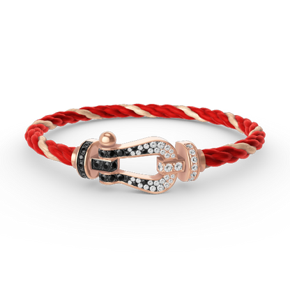 [⭐Miroze]FORCE LARGE HORSESHOE BLACK WHITE DIAMOND BRACELET ROSE GOLD