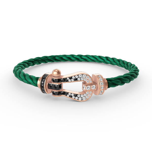 [⭐Miroze]FORCE LARGE HORSESHOE BLACK WHITE DIAMOND BRACELET ROSE GOLD