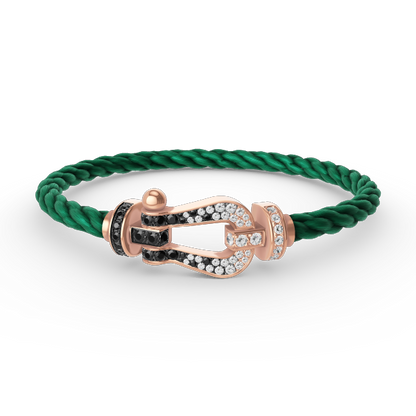 [⭐Miroze]FORCE LARGE HORSESHOE BLACK WHITE DIAMOND BRACELET ROSE GOLD