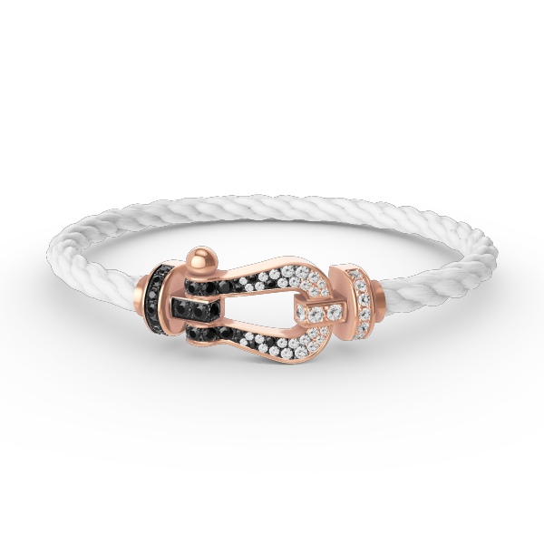 ⭐Miroze FORCE LARGE HORSESHOE BLACK WHITE DIAMOND BRACELET ROSE GOLD
