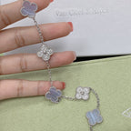 [⭐Miroze ]New  CLOVER 5 MOTIF PURPLE CHALCEDONY BRACELET COLLECTION