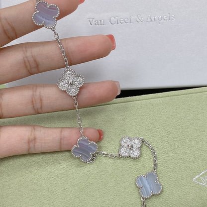 [⭐Miroze] CLOVER 5 MOTIF PURPLE CHALCEDONY BRACELET COLLECTION