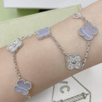 [⭐Miroze ]New  CLOVER 5 MOTIF PURPLE CHALCEDONY BRACELET COLLECTION