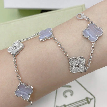 [⭐Miroze] CLOVER 5 MOTIF PURPLE CHALCEDONY BRACELET COLLECTION