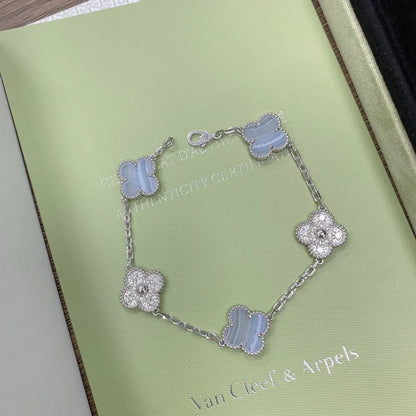 [⭐Miroze] CLOVER 5 MOTIF PURPLE CHALCEDONY BRACELET COLLECTION