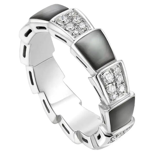 [⭐Miroze]SERPENTI RING SILVER DIAMOND BLACK MOP 4MM