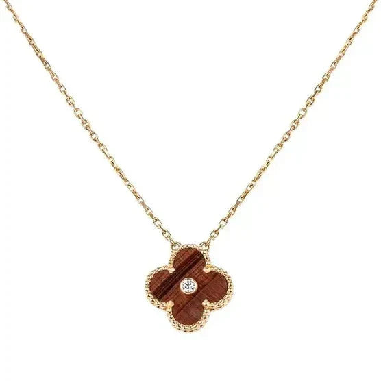 ⭐Miroze CLOVER 15MM DIAMOND AND YELLOW TIGER'S EYE AGATE necklace