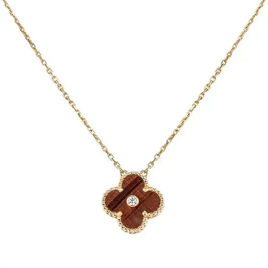 [⭐Miroze]CLOVER 15MM DIAMOND AND YELLOW TIGER'S EYE AGATE necklace
