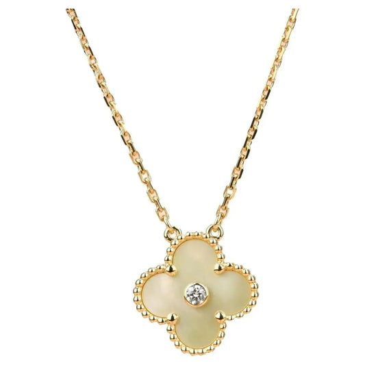 [⭐Miroze]CLOVER 15MM DIAMOND GOLD MOTHER OF PEARL NECKLACE
