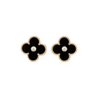 ⭐Miroze CLOVER MEDIUM 1 MOTIFS ONYX DIAMOND EARRINGS