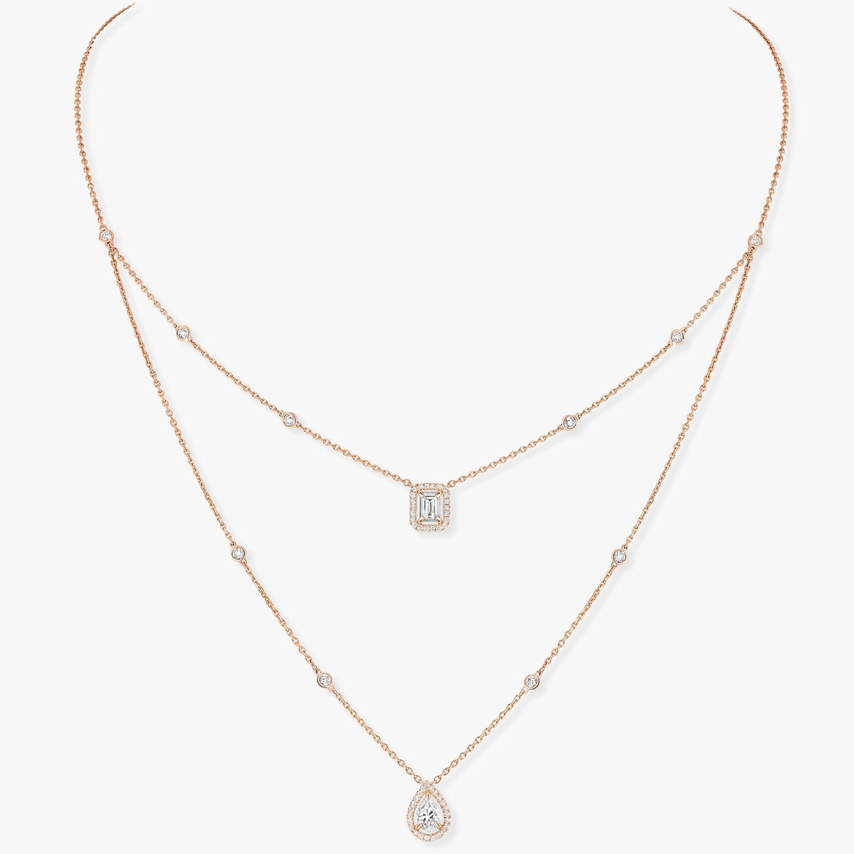 [⭐Miroze]MY TWIN 2 ROW DIAMOND NECKLACE