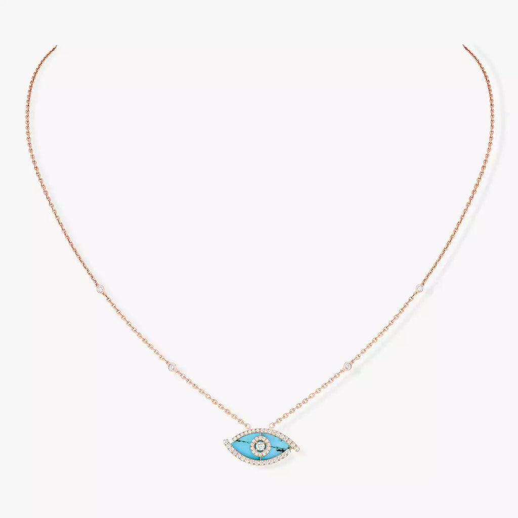 [⭐Miroze]Lucky Eye Diamond Necklace in Rose Gold and Turquoise