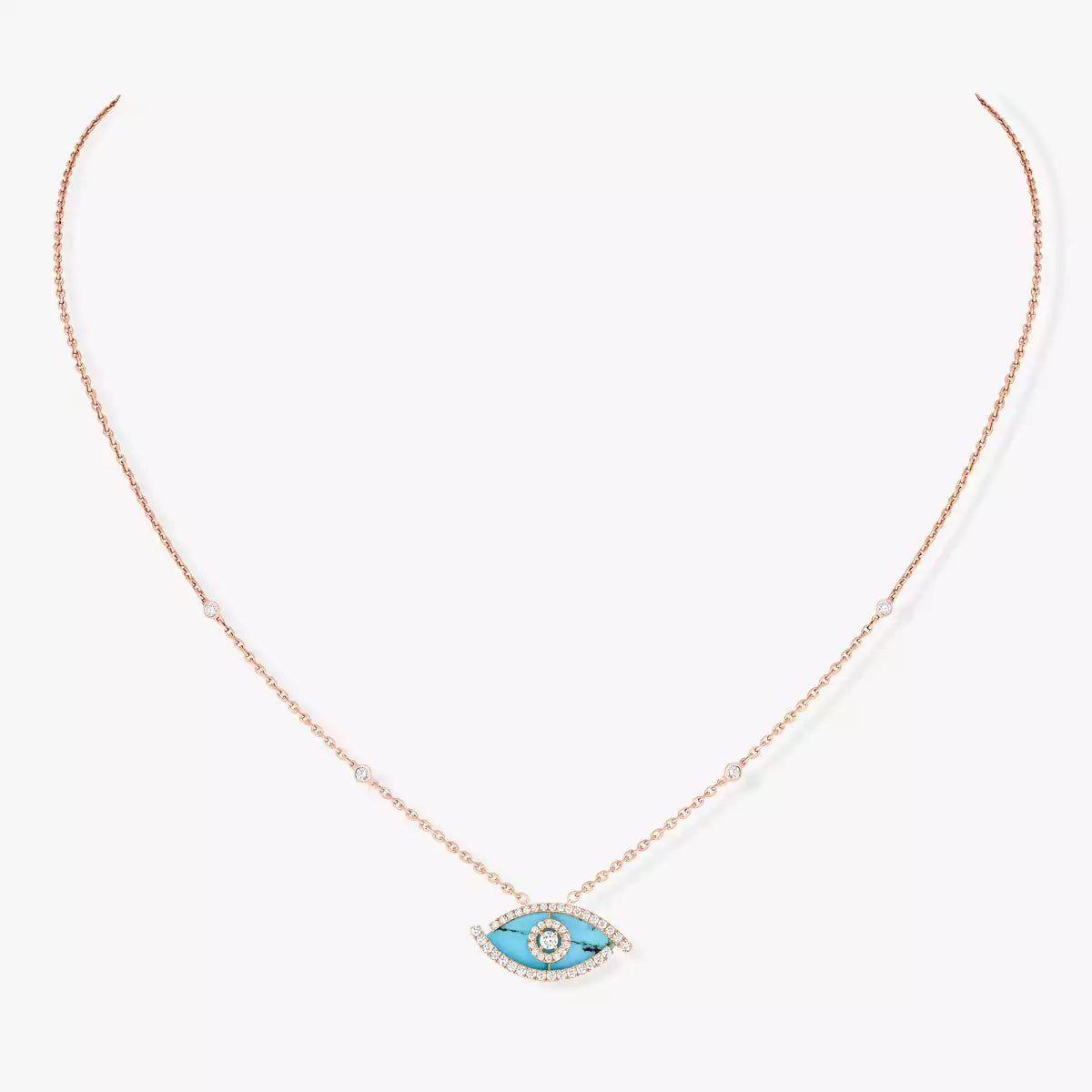 [⭐Miroze]Lucky Eye Diamond Necklace in Rose Gold and Turquoise