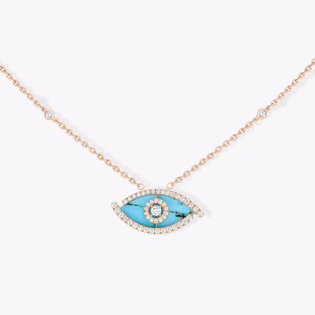 [⭐Miroze]Lucky Eye Diamond Necklace in Rose Gold and Turquoise