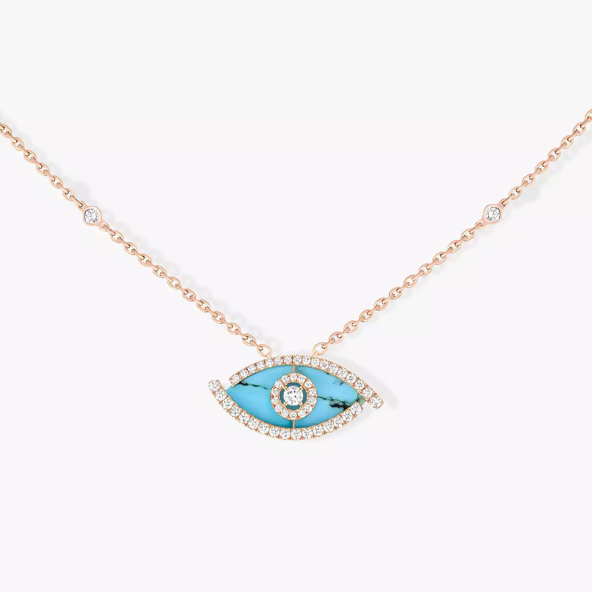 [⭐Miroze]Lucky Eye Diamond Necklace in Rose Gold and Turquoise