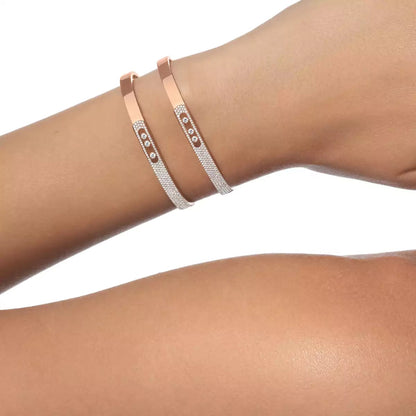 [⭐Miroze]Move Noa Rose Gold Pavé Diamond Bangle Bracelet