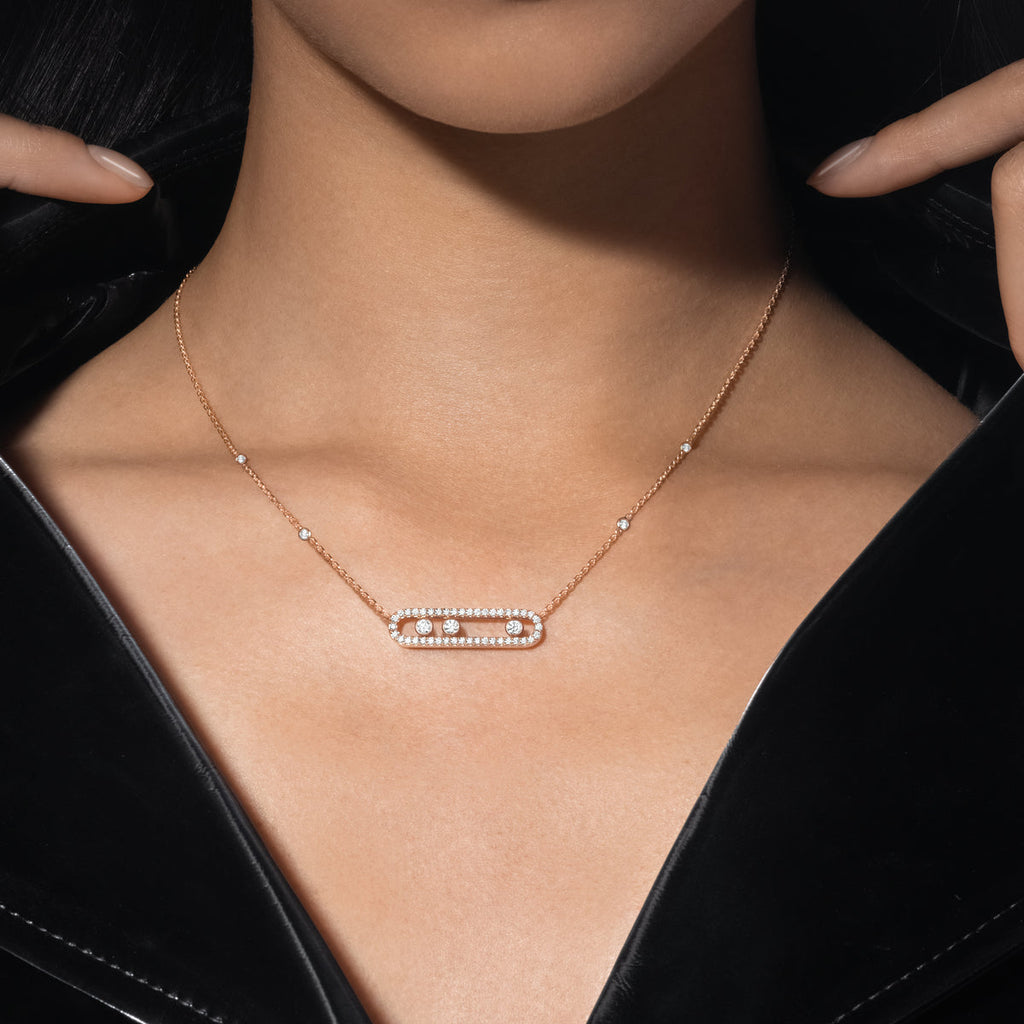 [[⭐Miroze] ]  Move Pave_ Rose Gold Diamond Necklace