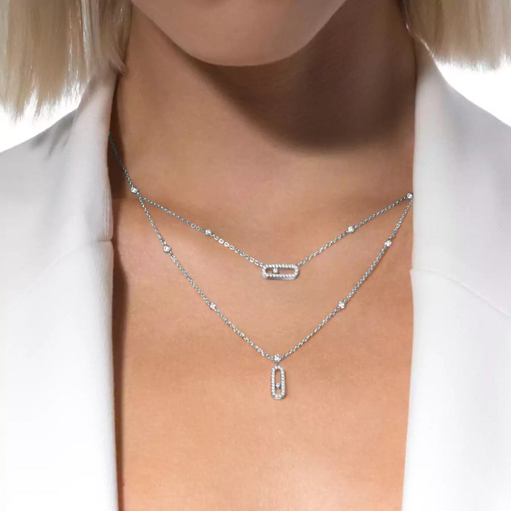 [⭐Miroze]2 Rows Rose Gold Diamond Pave_ Necklace Move Uno