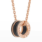 [⭐Veya]ZERO 1 BLACK CERAMIC PINK GOLD NECKLACE