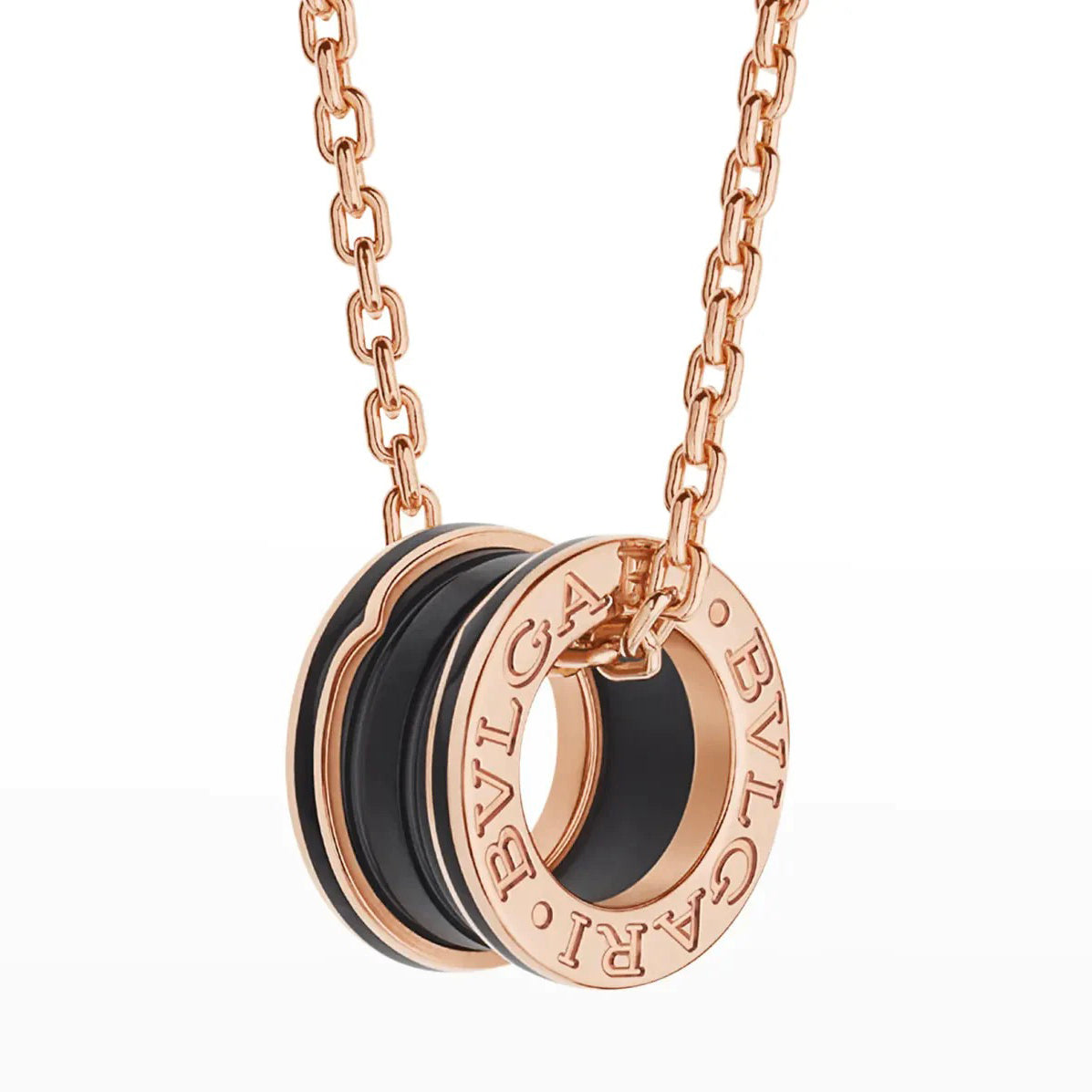 [⭐Miroze]ZERO 1 BLACK CERAMIC PINK GOLD NECKLACE