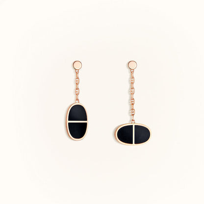 [⭐Miroze]CHAINE VERSO BLACK CERAMIC EARRINGS