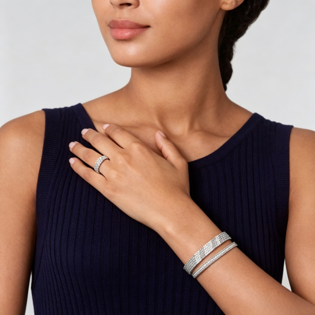 [⭐Miroze] THREE-ROW DIAMOND RING