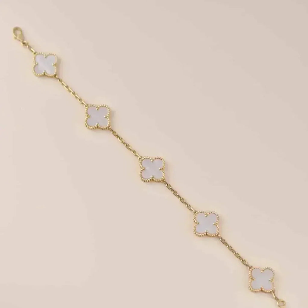 [⭐Miroze ]New CLOVER WHITE PEARL MOP 5 MOTIF BRACELET COLLECTION
