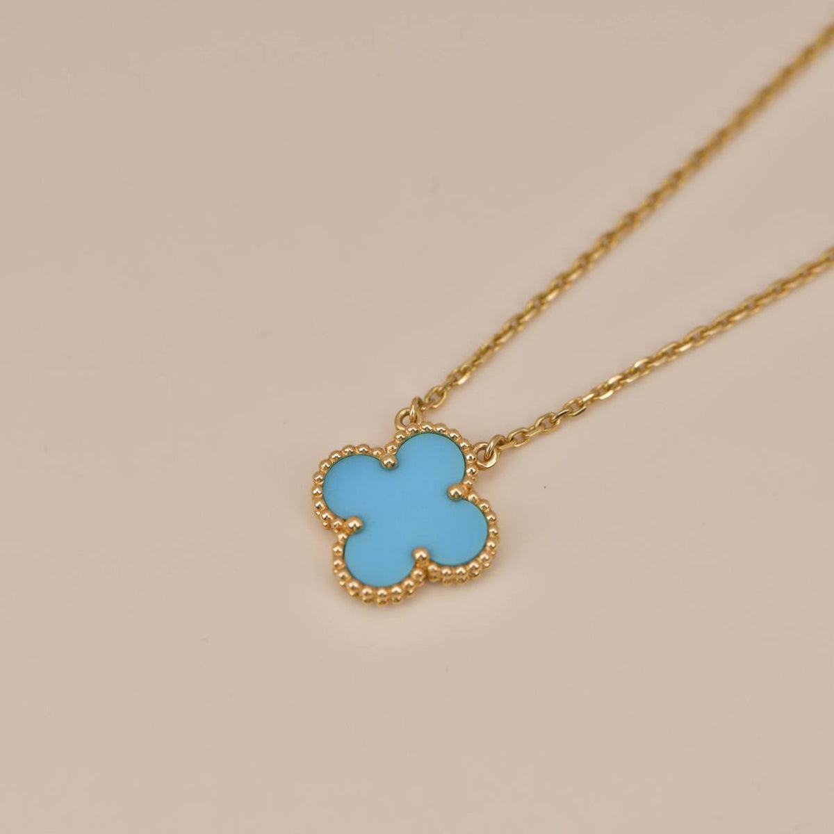 [⭐Miroze]CLOVER 15MM VINTAGE TURQUOISE NECKLACE