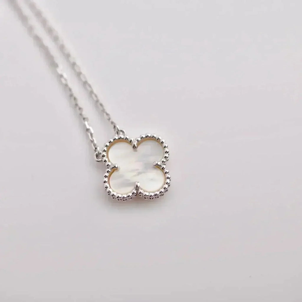 ⭐Miroze CLOVER  15MM WHITE MOTHER-OF-PEARL SILVER
